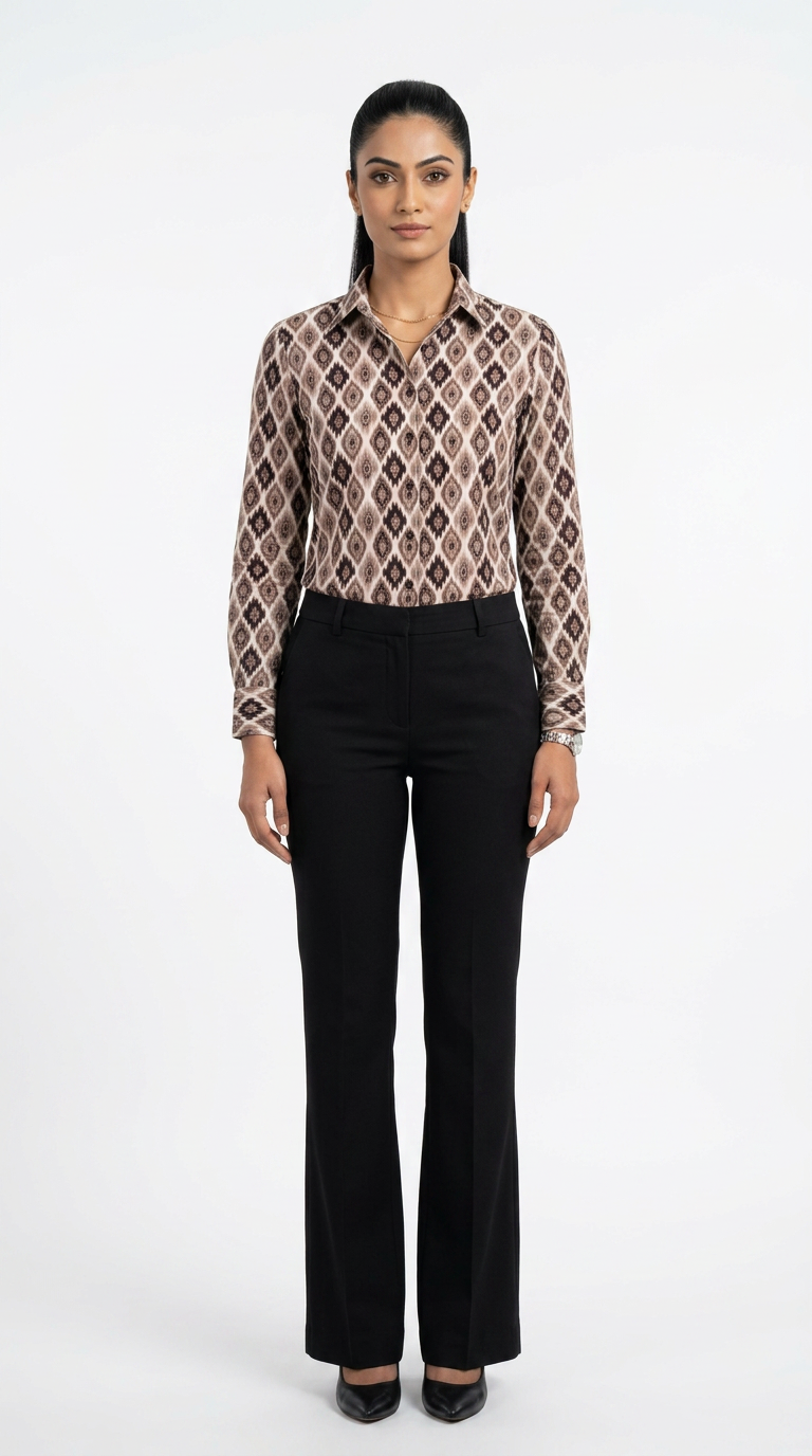 Premium Ikat Print Linen Cotton Shirt