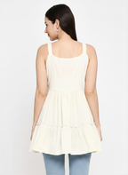 Pure Cotton White Kurti With Embroidary