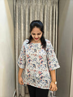 Handblock Print Mul Cotton Asymmetric Tunic