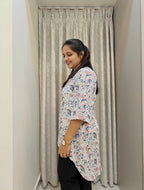 Handblock Print Mul Cotton Asymmetric Tunic