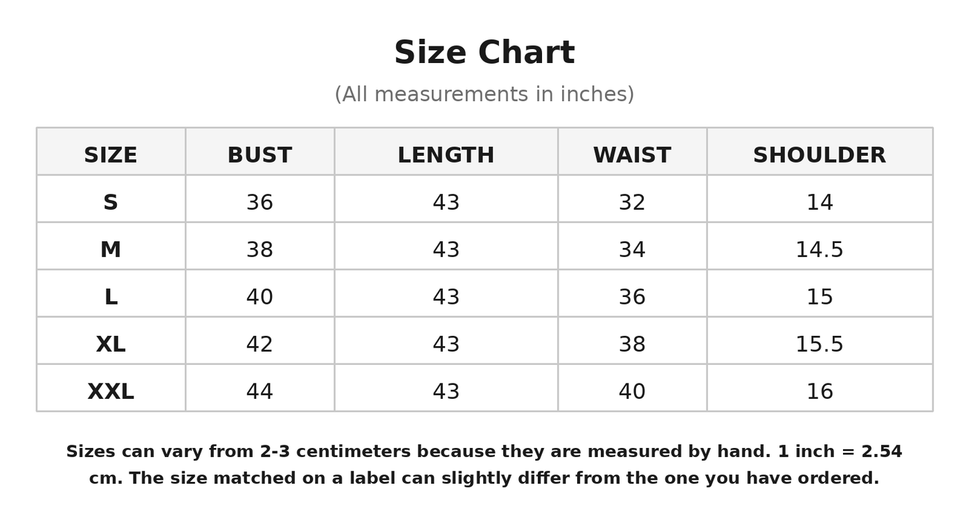 Size chart